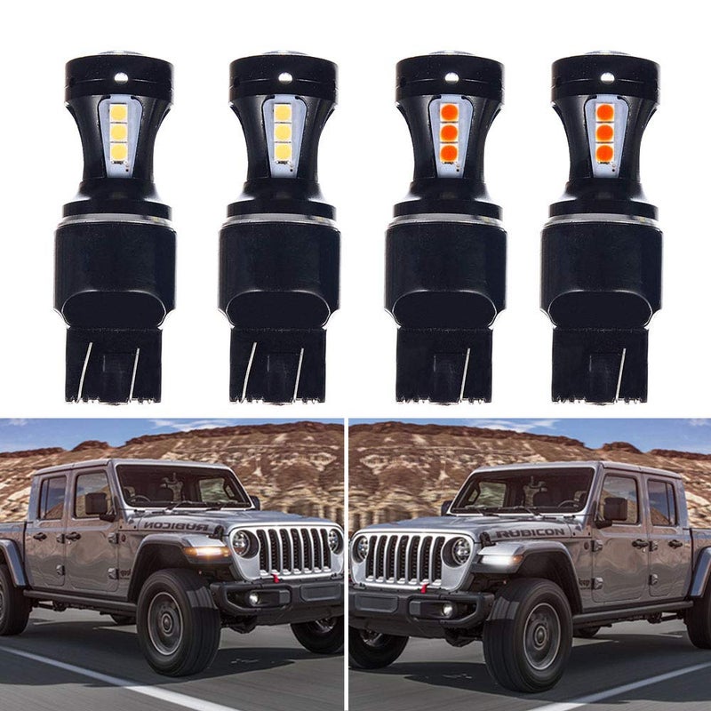 Skdorpfm J-eep Gladiator Switchback LED Turn Signal Lights Lamp Bulbs and Parking DRL Kit for 2020 JT Gladiator Rubicon Overland,5 Year Warranty - Image 1